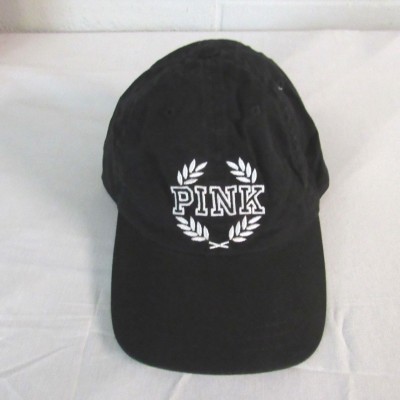 Victoria's Secret "PINK" Crest Embroidered Hat Cap Adjustable Black/White NWOT 667543086665 eb-25578426
